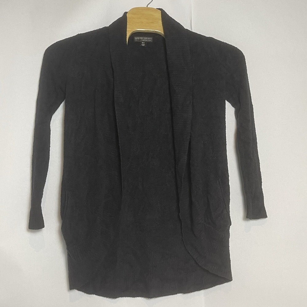 Barefoot Dreams Cardigan XS/S Small Black‎ Cozy Chic Lite Open Soft Sweater